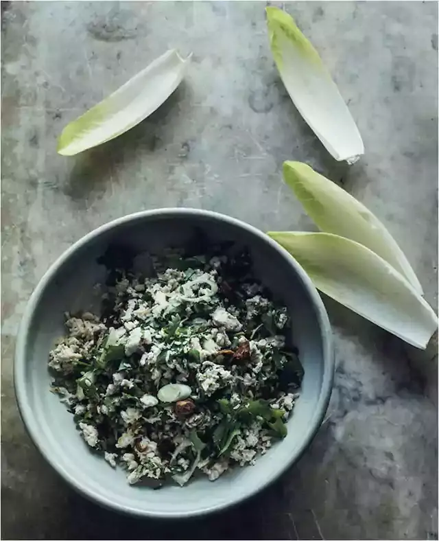 Minted coconut and chicken larb with crisp witlof